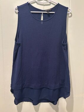 Banana Republic Navy Layered Tank with Chiffon Hem